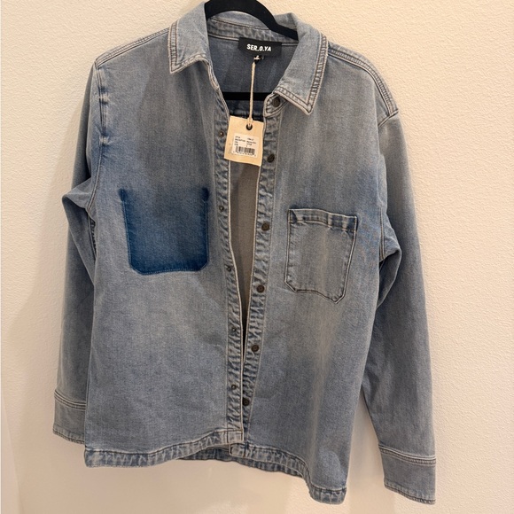 SER.O.YA Jackets & Blazers - SER.O.YA Light Blue Denim Shacket with Chest Pocket small new